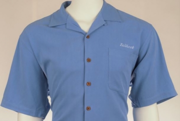 Hawaiian Shirt, Men's Silk - Carolina Blue